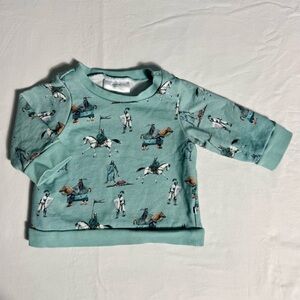 Posh Peanut Wallace Sweatshirt Boys 18-24M Knights Jousting Medieval Cotton Aqua